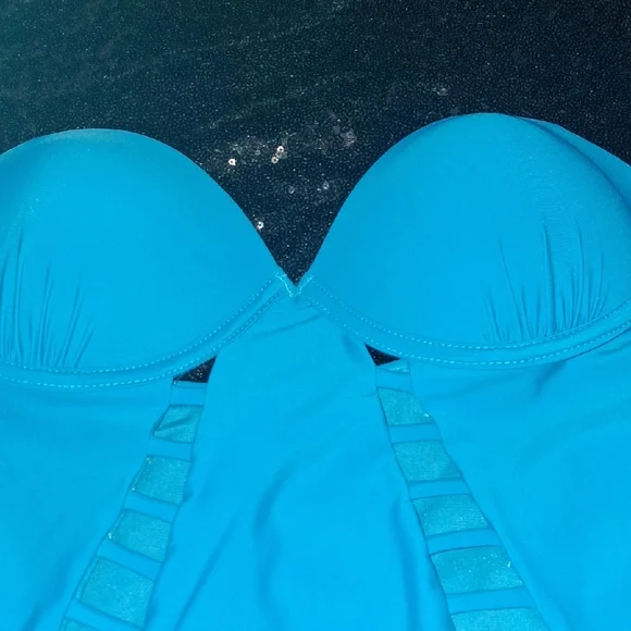 TiniBikini Turquoise Cutout One Piece Swimsuit - Picture 5 of 6